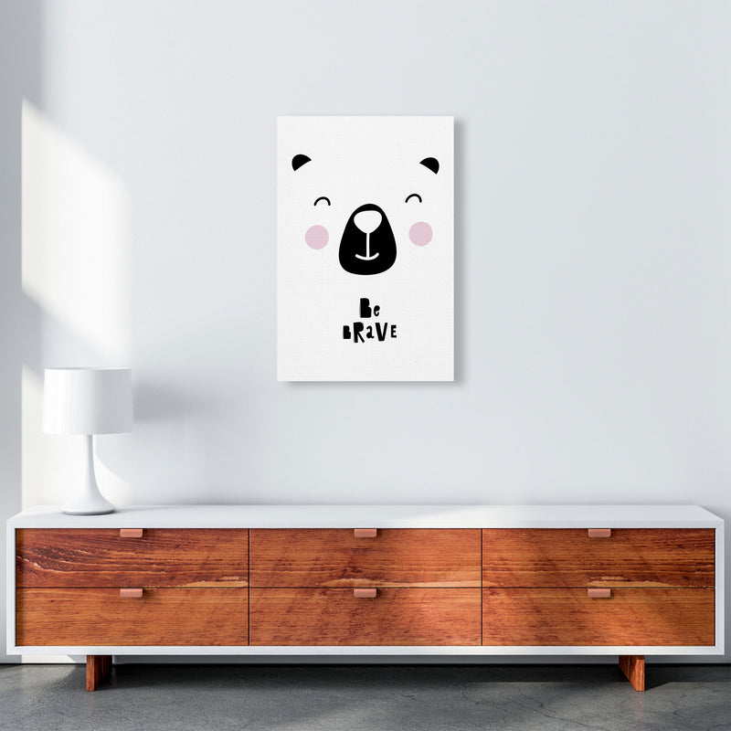 Be Brave Bear Face Framed Typography Wall Art Print A2 Canvas