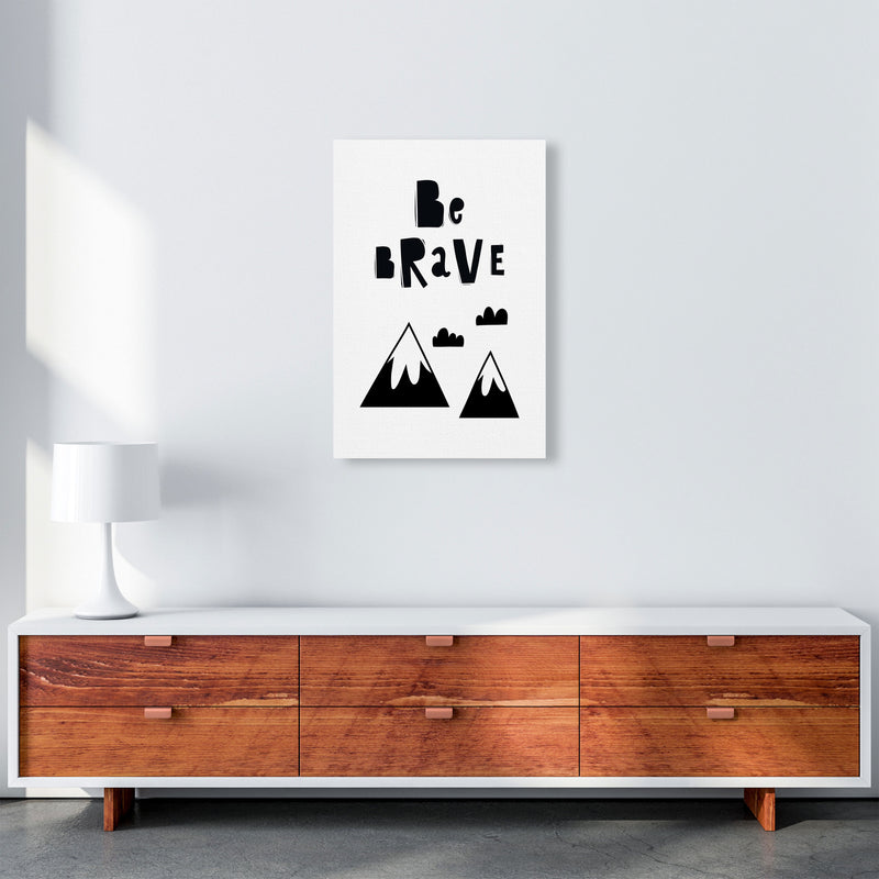 Be Brave Scandi Mountains Framed Typography Wall Art Print A2 Canvas