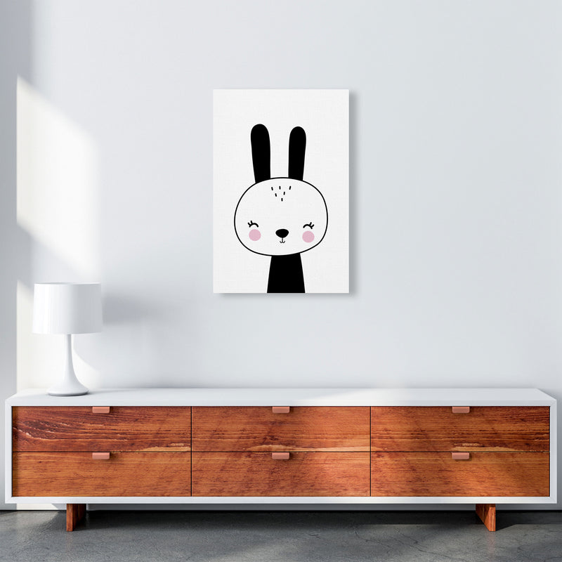 Black And White Scandi Bunny Modern Print Animal Art Print A2 Canvas