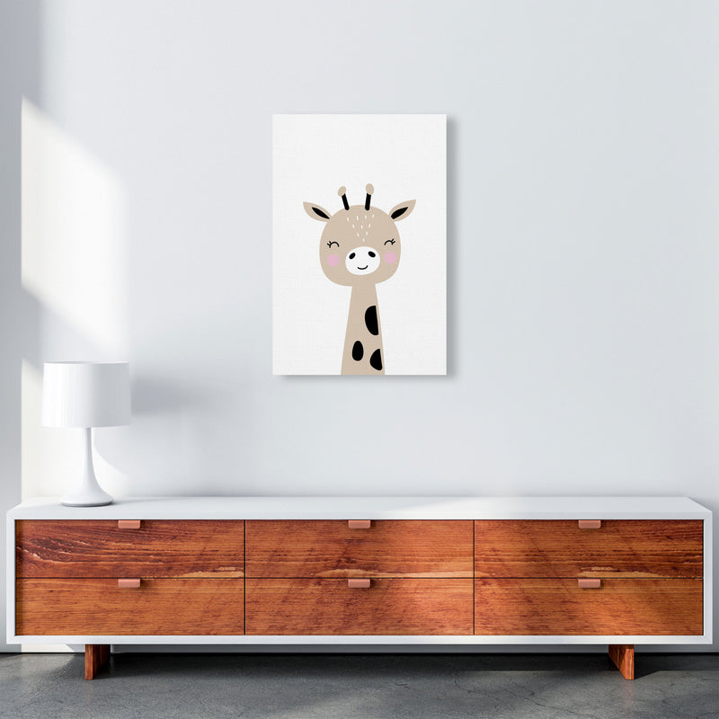 Scandi Brown Giraffe Framed Nursey Wall Art Print A2 Canvas