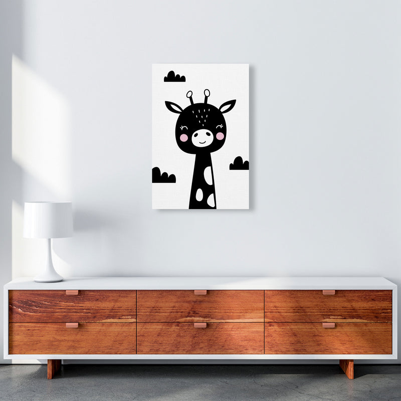 Scandi Black Giraffe Framed Nursey Wall Art Print A2 Canvas