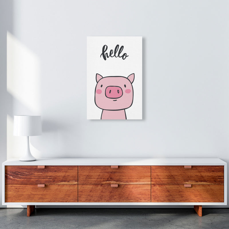 Hello Pig Modern Print Animal Art Print A2 Canvas