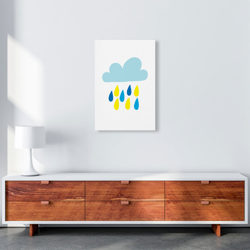 Blue Rain Cloud Modern Print A2 Canvas