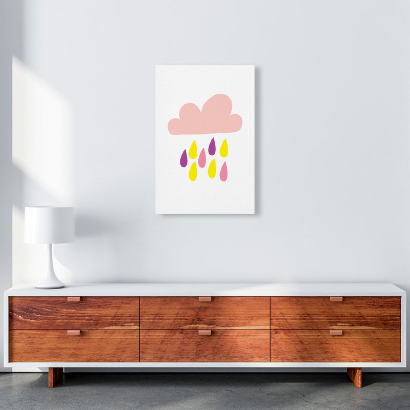 Pink Rain Cloud Framed Nursey Wall Art Print A2 Canvas
