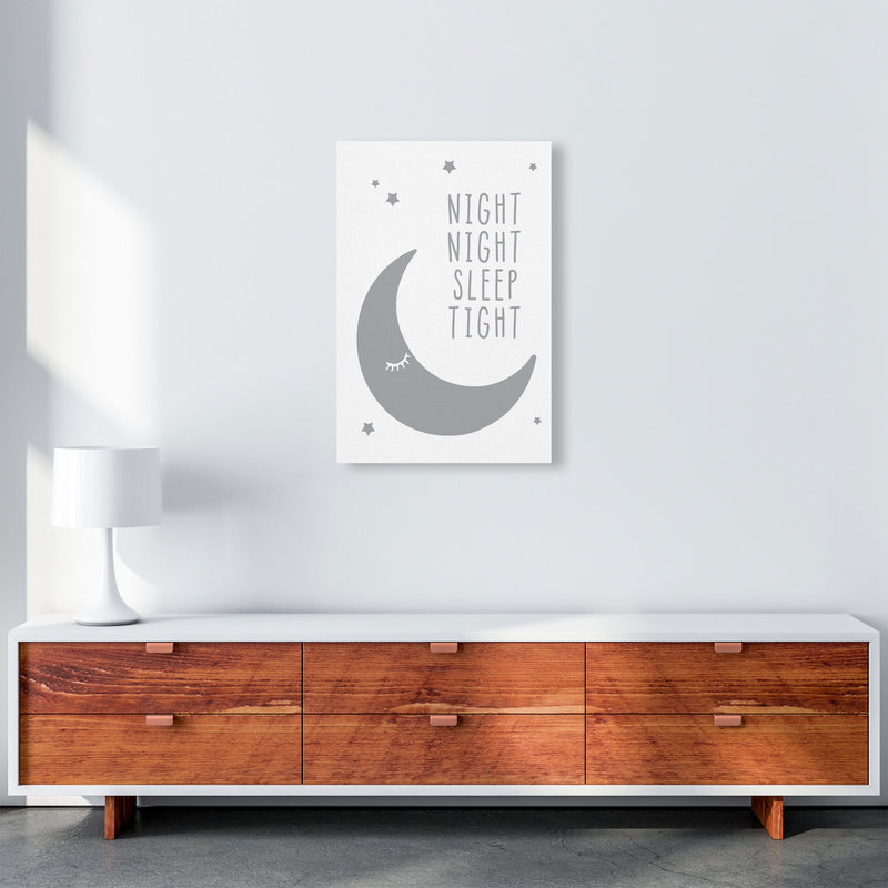 Night Night Moon Grey Framed Nursey Wall Art Print A2 Canvas