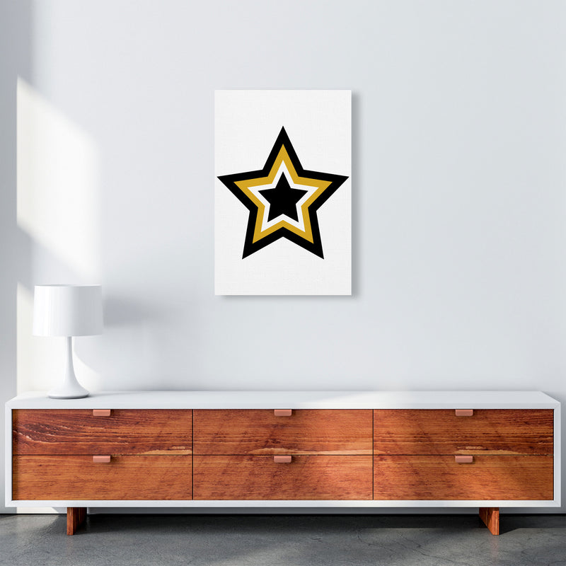 Mustard And Black Layered Star Modern Print A2 Canvas