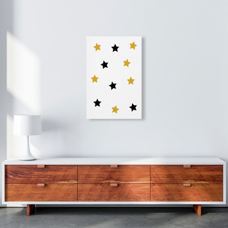 Mustard And Black Stars Modern Print A2 Canvas