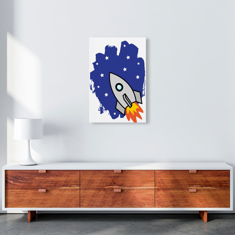 Space Rocket Framed Nursey Wall Art Print A2 Canvas