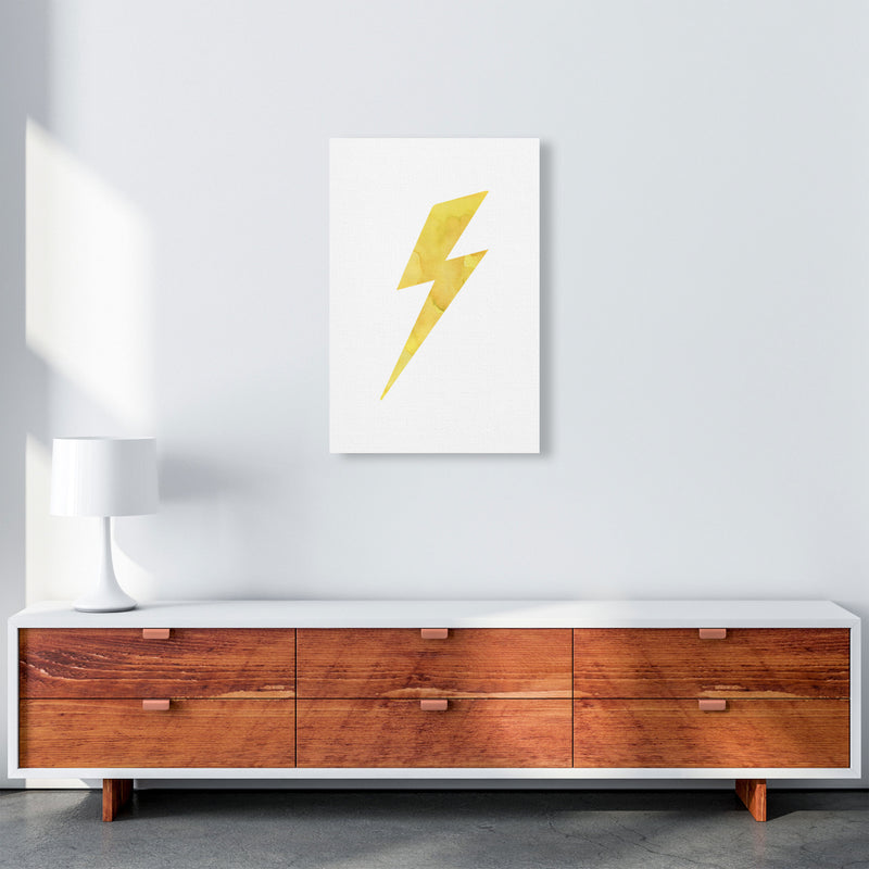 Yellow Thunderbolt Watercolour Modern Print A2 Canvas