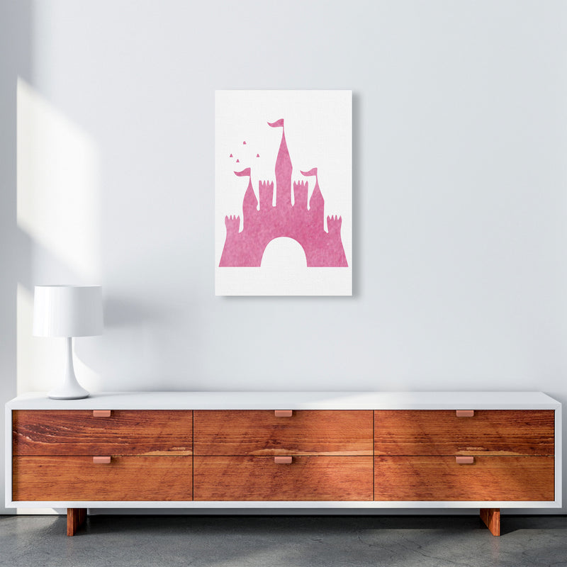 Pink Castle Watercolour Modern Print A2 Canvas
