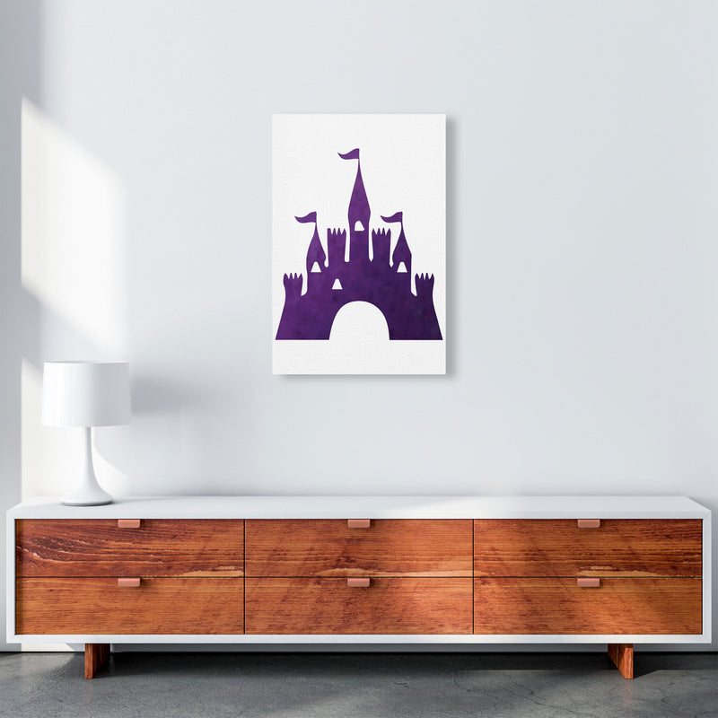 Purple Castle Watercolour Modern Print A2 Canvas
