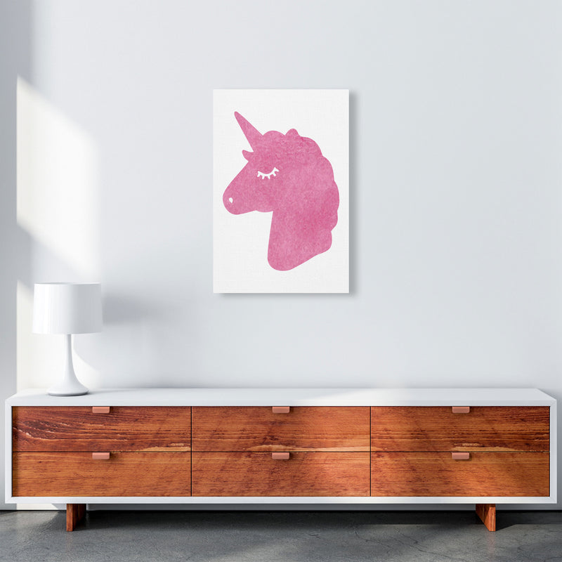 Unicorn Pink Silhouette Watercolour Modern Print A2 Canvas