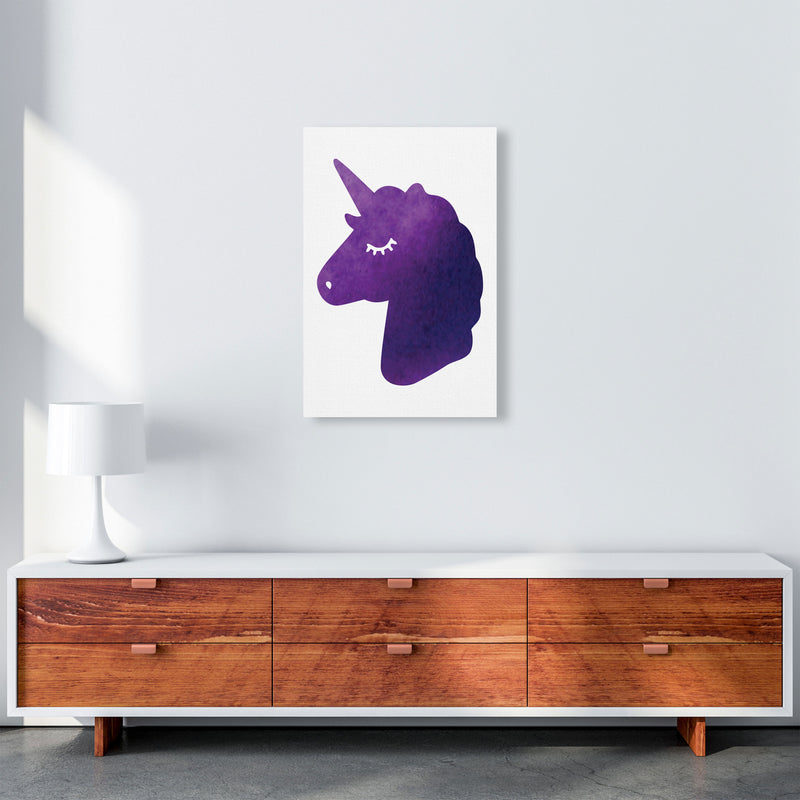 Unicorn Purple Silhouette Watercolour Modern Print A2 Canvas