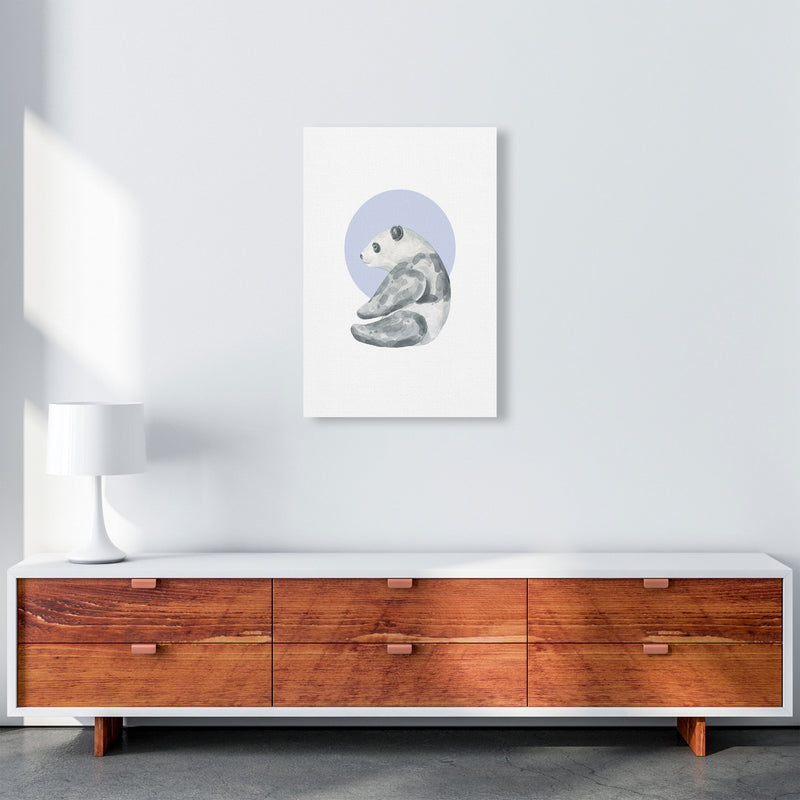 Watercolour Panda With Blue Circle Modern Print, Animal Art Print A2 Canvas