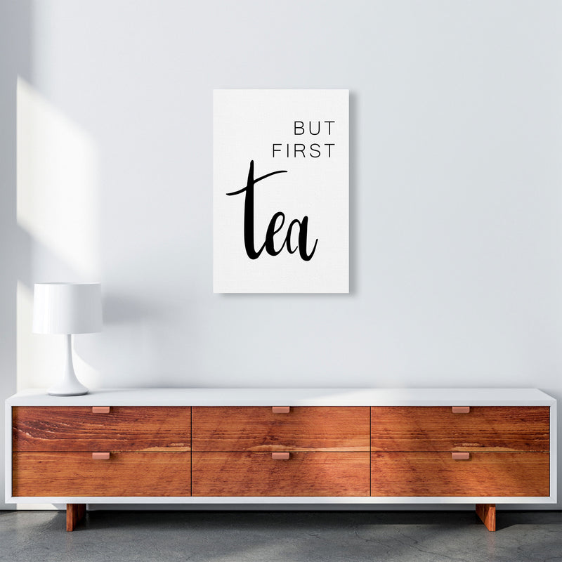 But First Tea Modern Print, Framed Kitchen Wall Art A2 Canvas