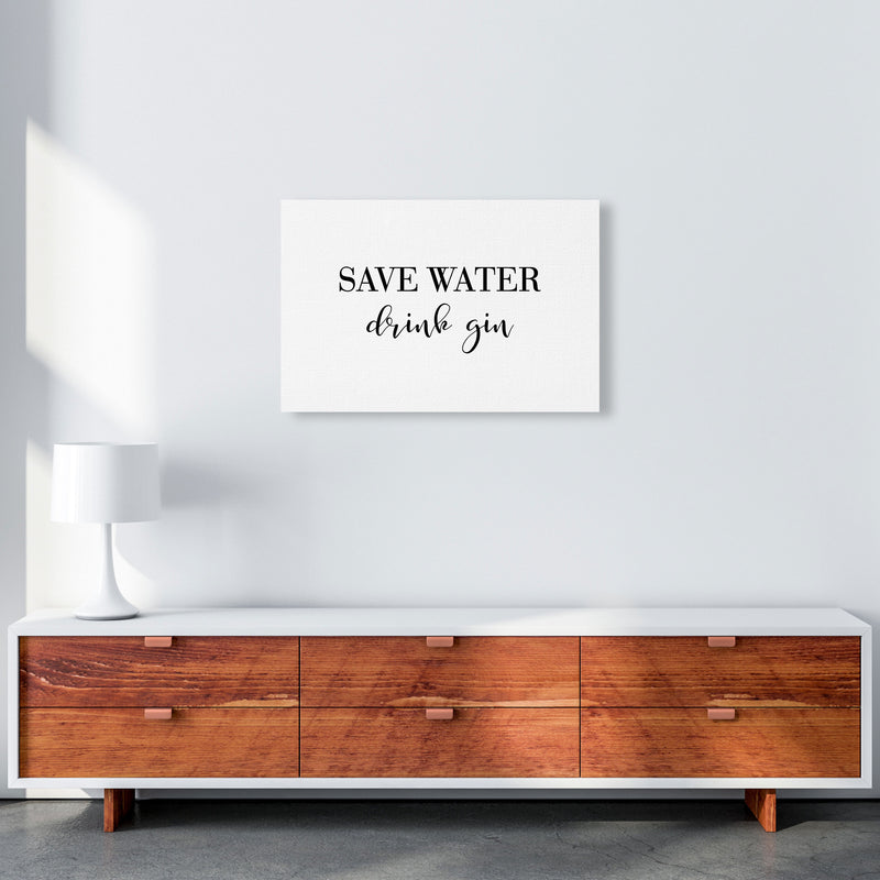 Save Water Drink Gin Modern Print, Framed Kitchen Wall Art A2 Canvas