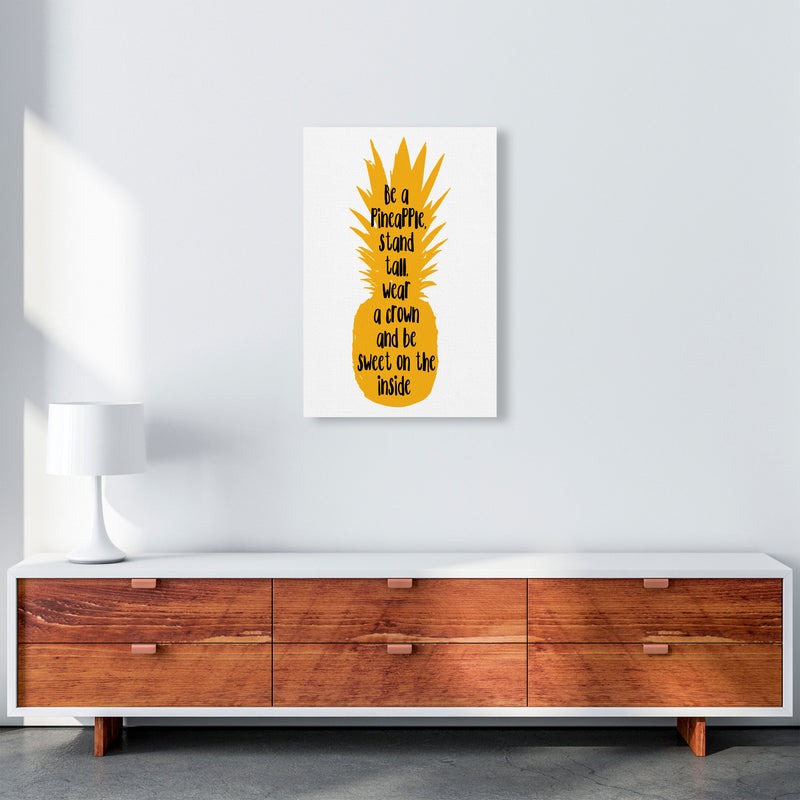 Be A Pineapple Yellow Framed Typography Wall Art Print A2 Canvas