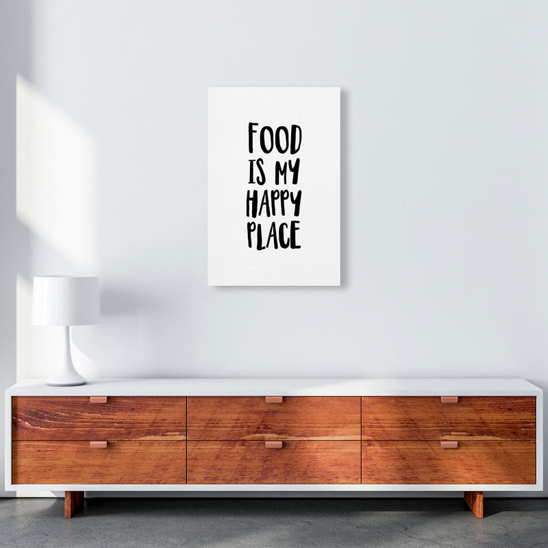 Food Is My Happy Place Framed Typography Wall Art Print A2 Canvas