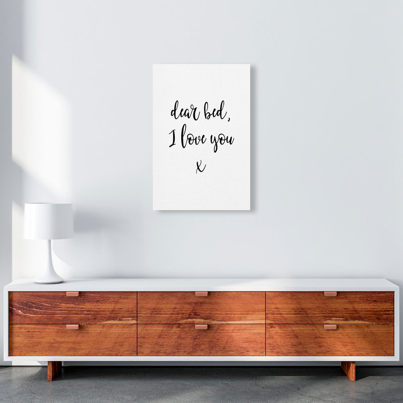 Dear Bed, I Love You Framed Typography Wall Art Print A2 Canvas