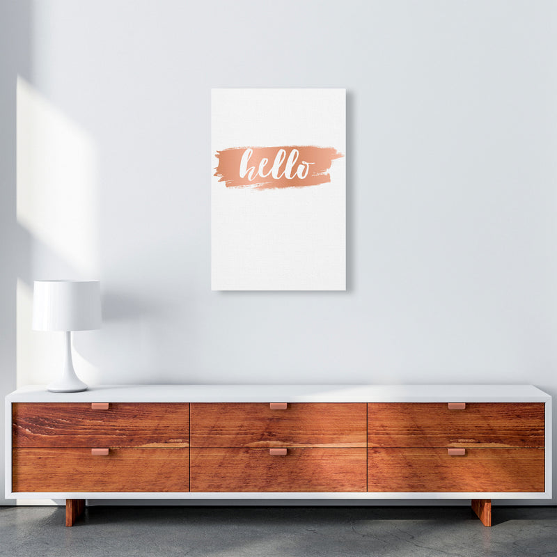 Hello Rose Gold Framed Typography Wall Art Print A2 Canvas
