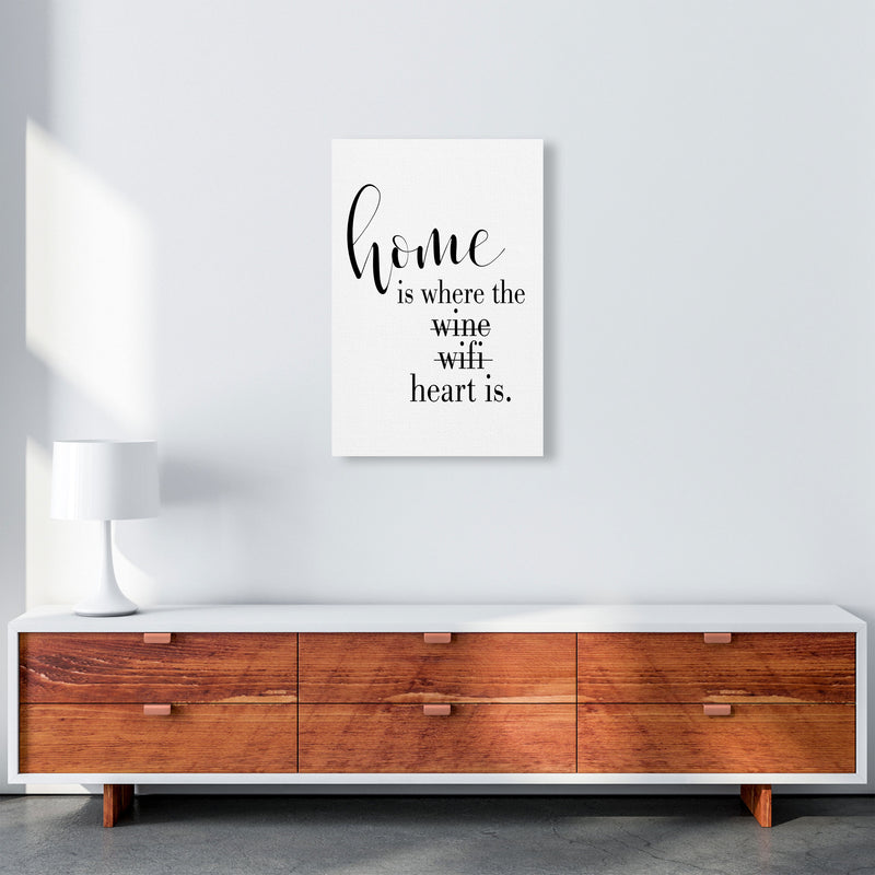 Home Is Where The Heart Is Framed Typography Wall Art Print A2 Canvas