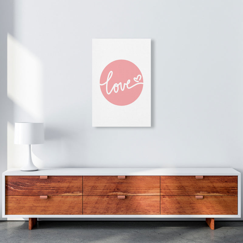 Love Pink Circle Framed Typography Wall Art Print A2 Canvas