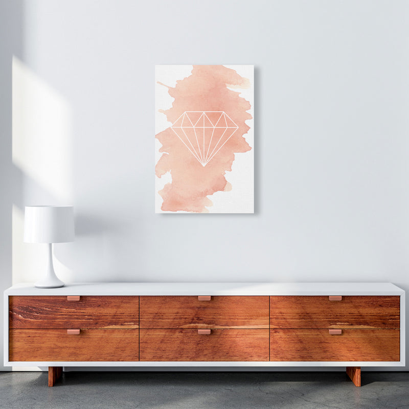 Geo Diamond Peach Watercolour Modern Print A2 Canvas