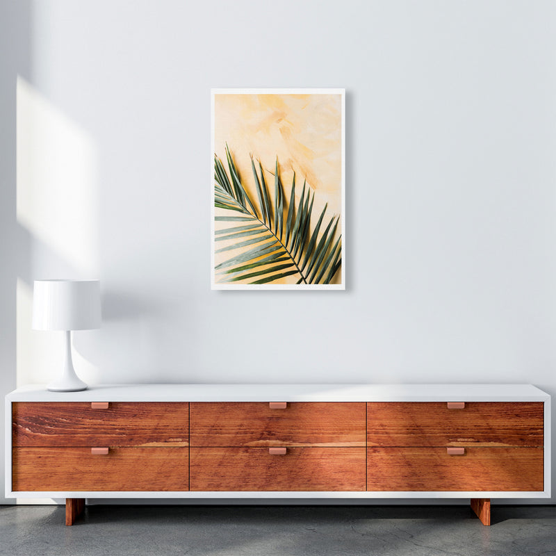 Palm Leaf Yellow Modern Print, Framed Botanical & Nature Art Print A2 Canvas