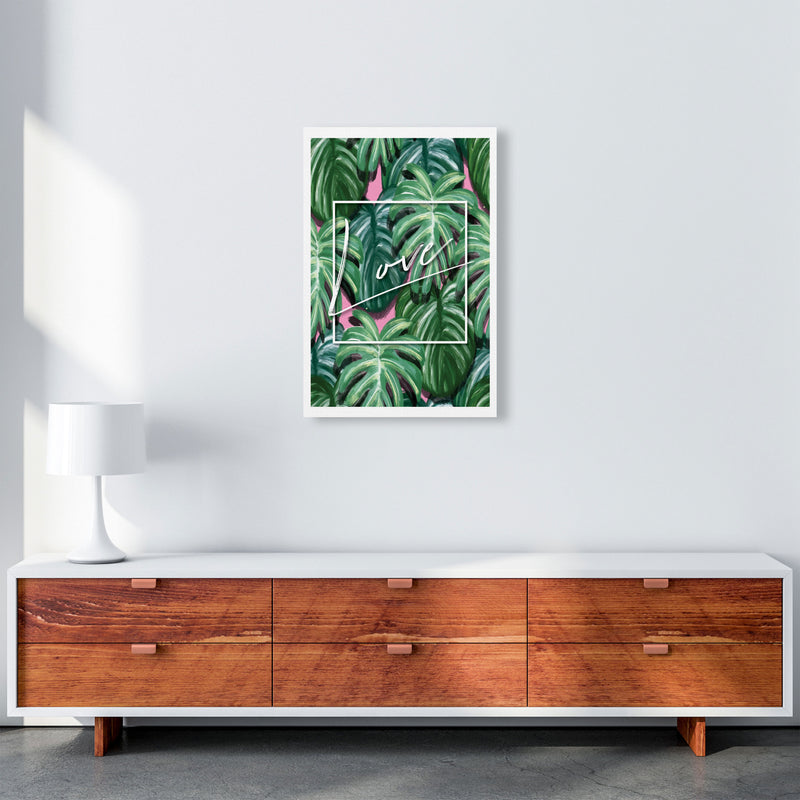 Love Green Leaves Modern Print, Framed Botanical & Nature Art Print A2 Canvas
