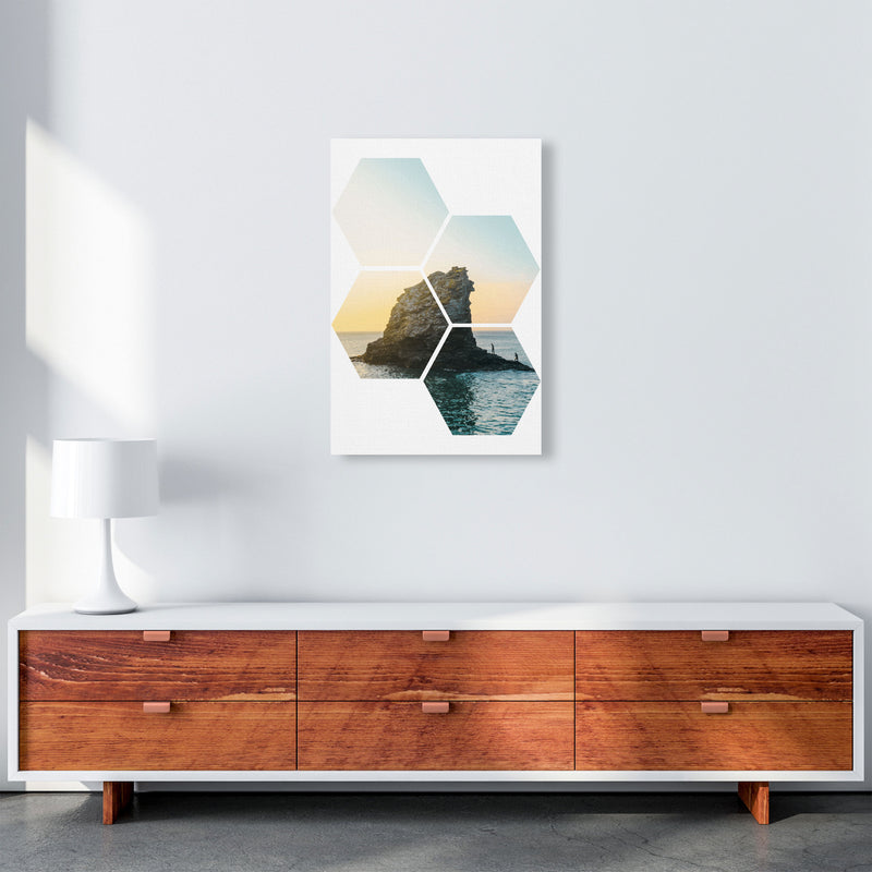 Abstract Hex Island And Sea Modern Print A2 Canvas