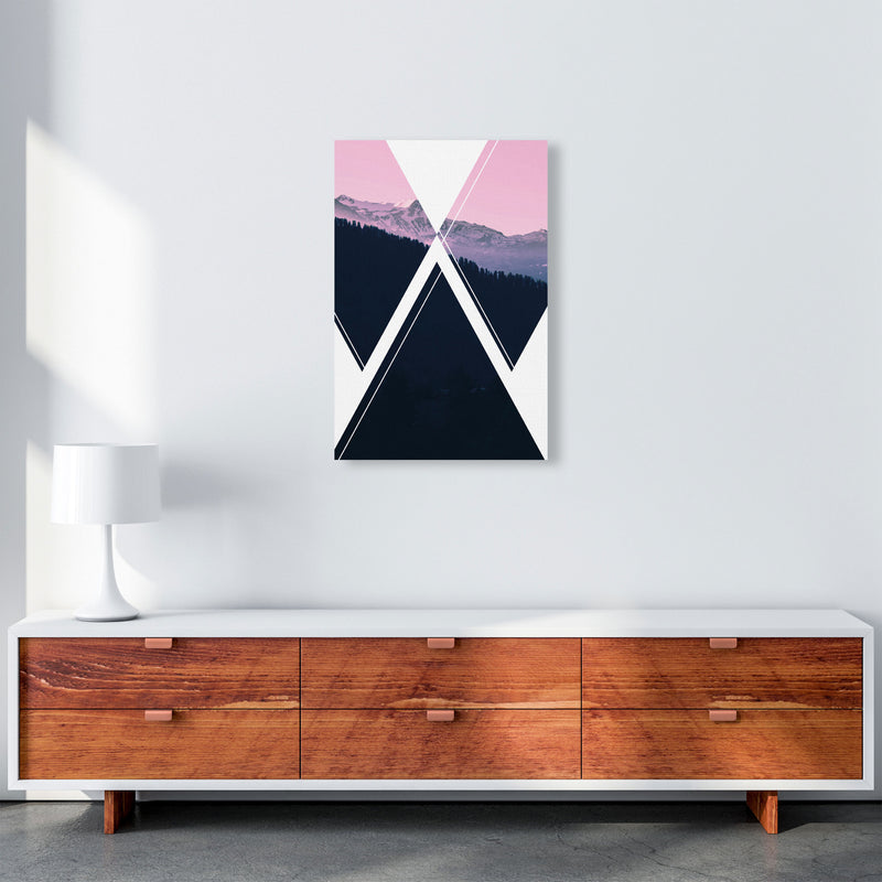 Abstract Pink Mountain Modern Print A2 Canvas