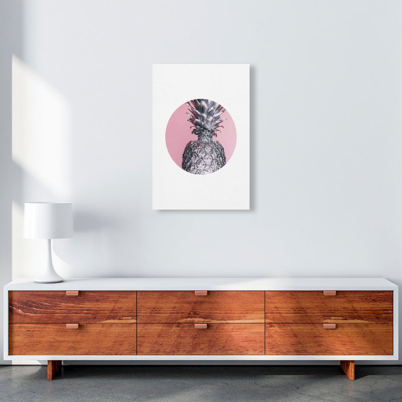 Pineapple Pink Circle Modern Print A2 Canvas