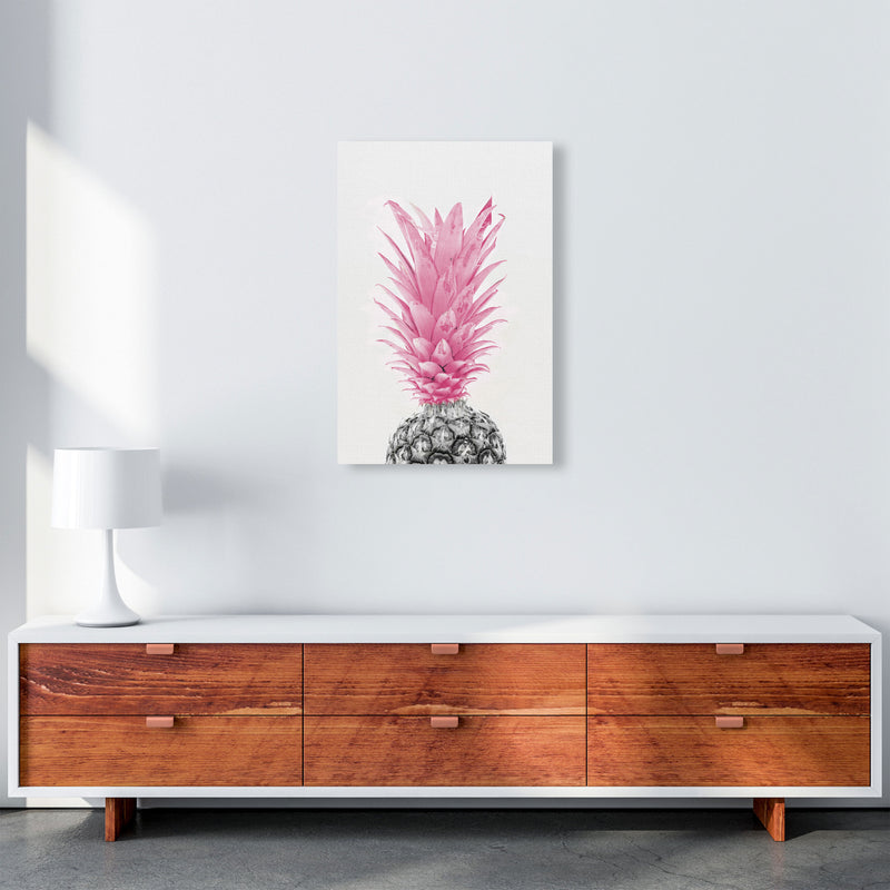 Black And Pink Pineapple Modern Print, Framed Kitchen Wall Art A2 Canvas
