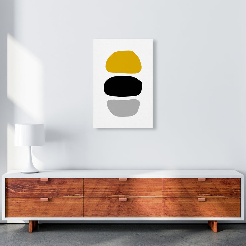 Mustard And Black Abstract Stones 2 Art Print by Pixy Paper A2 Canvas