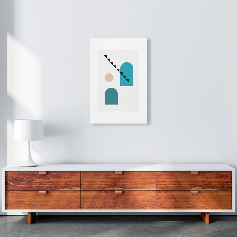 Mita Teal Stairs Left N3  Art Print by Pixy Paper A2 Canvas