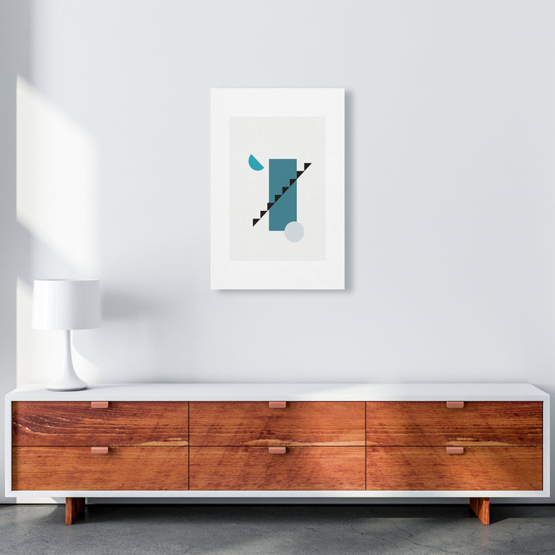 Mita Teal Abstract N11  Art Print by Pixy Paper A2 Canvas