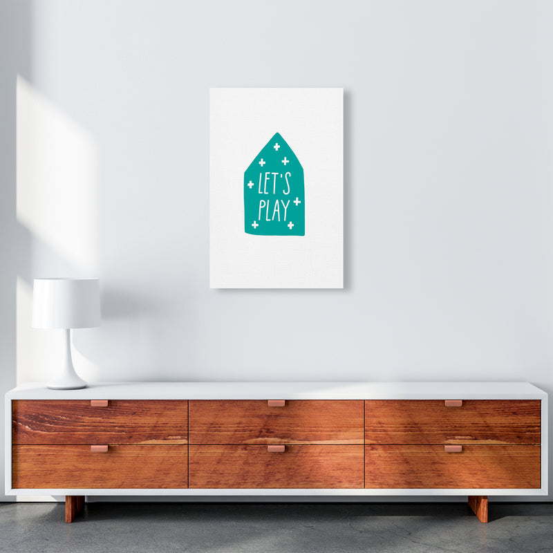Let'S Play House Teal Super Scandi  Art Print by Pixy Paper A2 Canvas