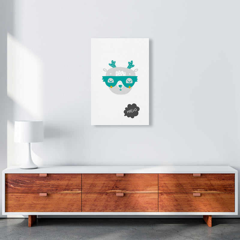 Hello Animal Teal Super Scandi  Art Print by Pixy Paper A2 Canvas