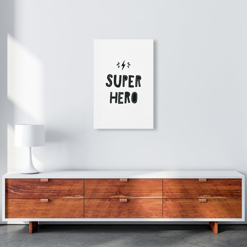 Super Hero Black Super Scandi  Art Print by Pixy Paper A2 Canvas