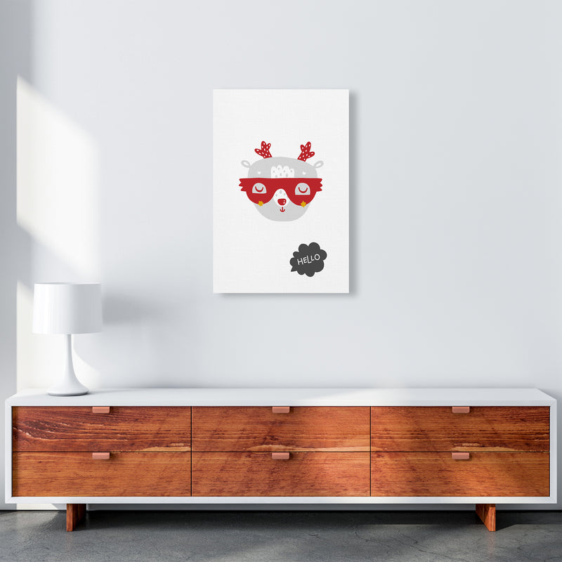 Hello Animal Red Super Scandi  Art Print by Pixy Paper A2 Canvas