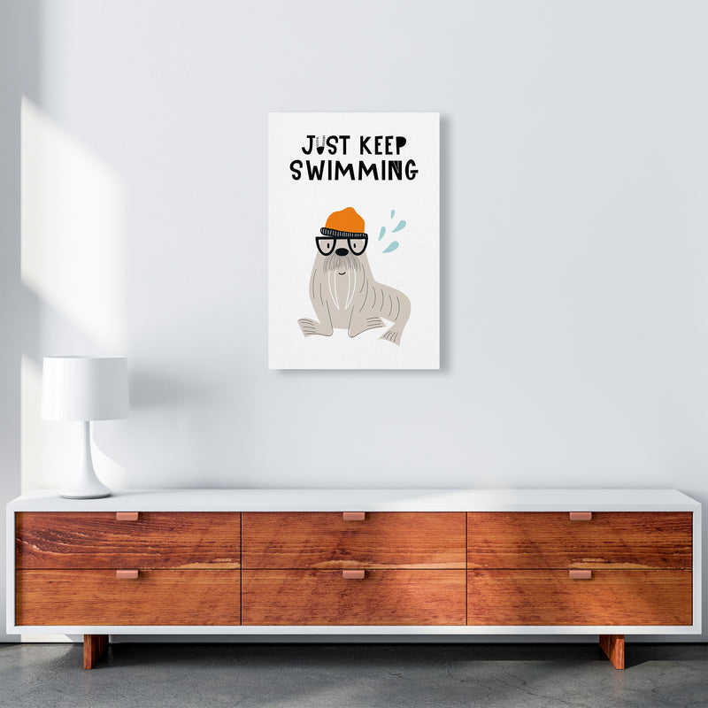 Just Keep Swimming Animal Pop  Art Print by Pixy Paper A2 Canvas