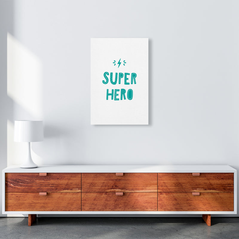 Super Hero Teal Super Scandi  Art Print by Pixy Paper A2 Canvas