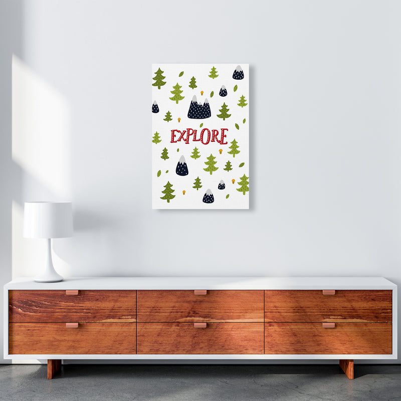 Little Explorer Trees Red  Art Print by Pixy Paper A2 Canvas