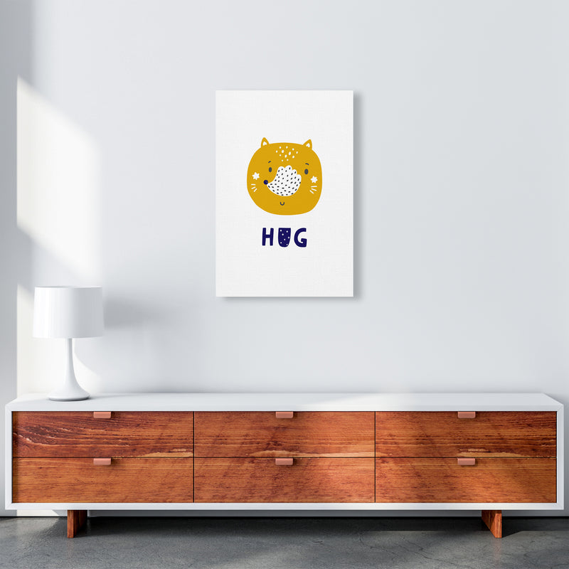 Fox Hug Navy Super Scandi  Art Print by Pixy Paper A2 Canvas