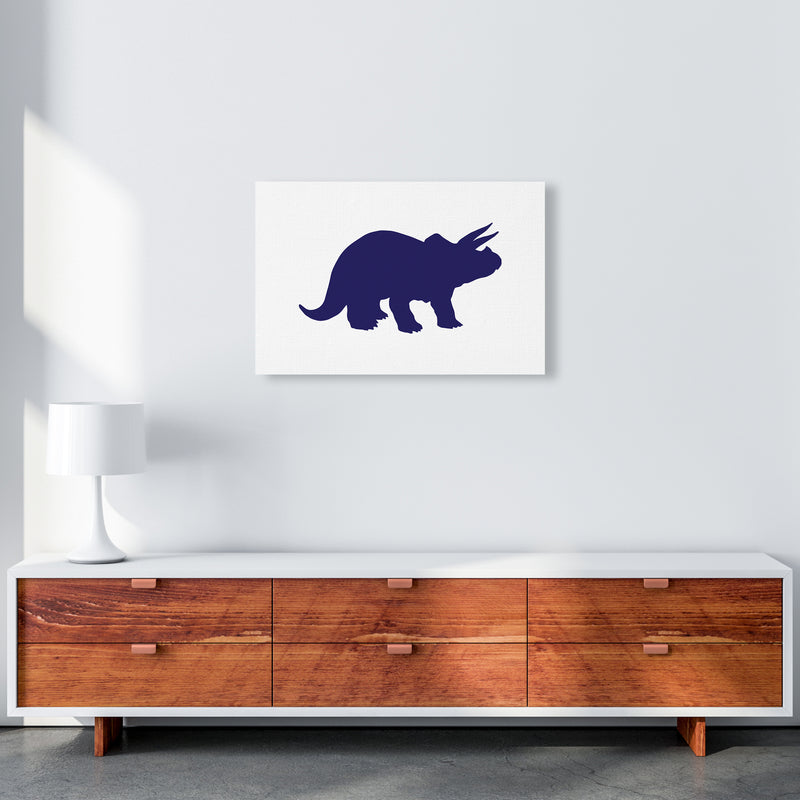 Triceratops Navy  Art Print by Pixy Paper A2 Canvas