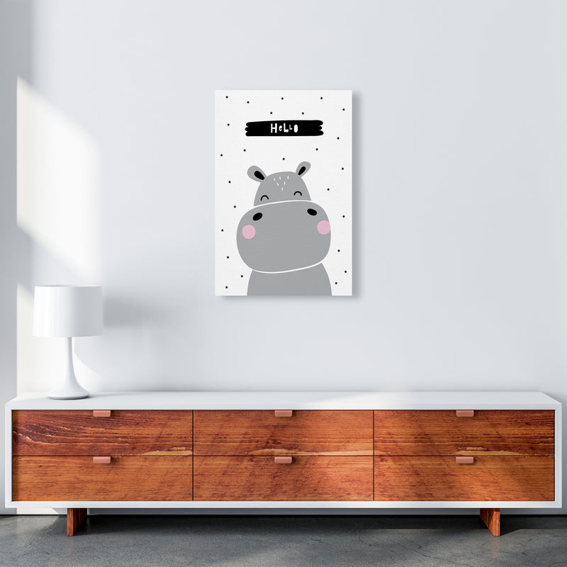Hello Hippo  Art Print by Pixy Paper A2 Canvas