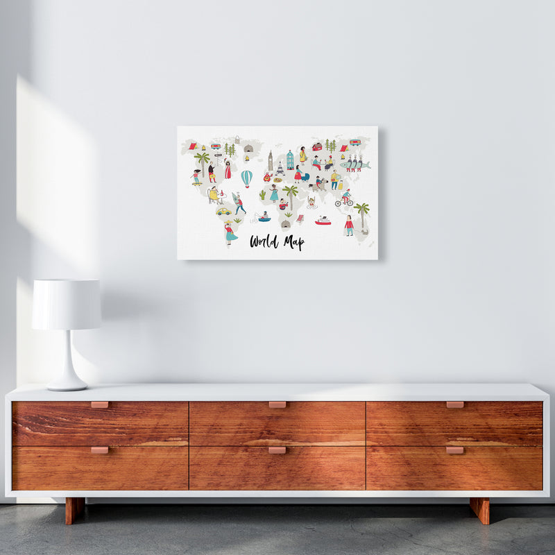 World Map  Art Print by Pixy Paper A2 Canvas