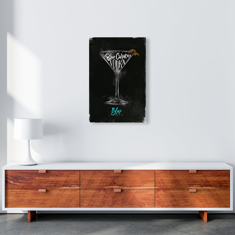 Blue Lagoon Cocktail Black  Art Print by Pixy Paper A2 Canvas
