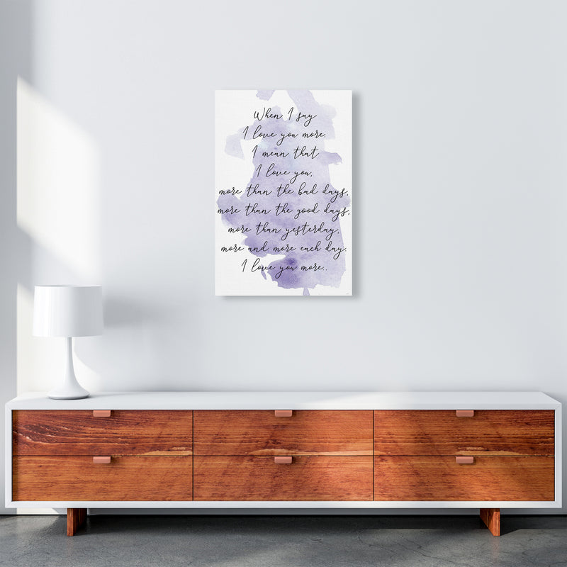 Love You More Purple  Art Print by Pixy Paper A2 Canvas