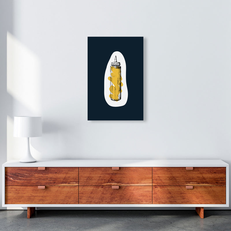Kitchen Pop Mustard Navy Art Print by Pixy Paper A2 Canvas
